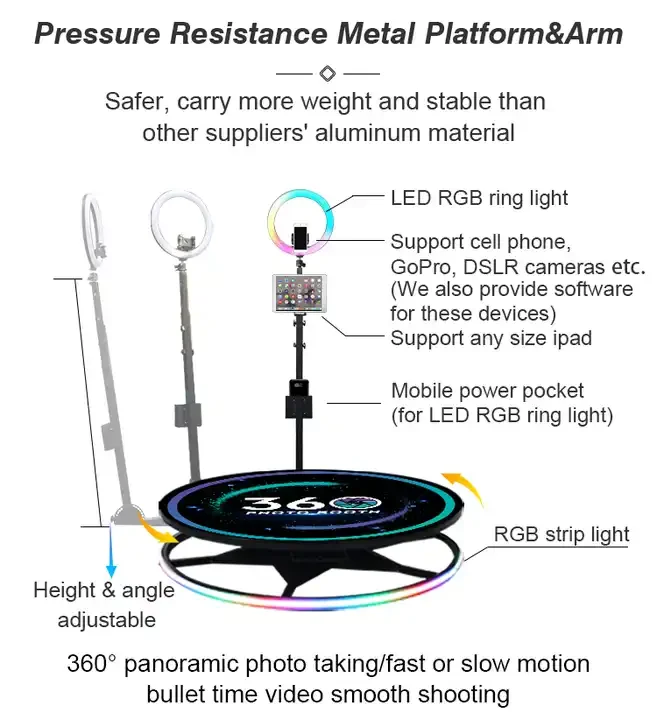 American Warehouse 360 Photo Booth 360 Degree Photobooth Spin Camera With Traveling Case Video Booth Machine For Wedding Events