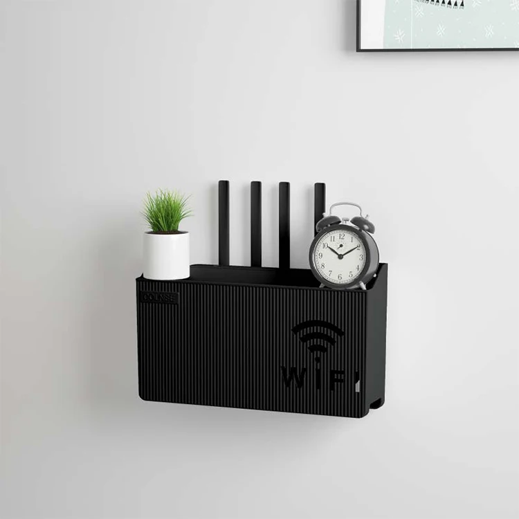 PP Plastic Wireless Storage Box Wall Hanging Cable Power Bracket Organizer Box Wifi Router Shelf