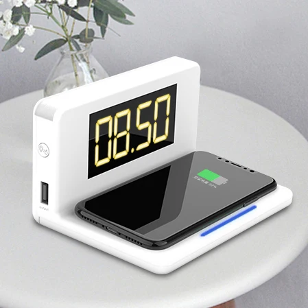 New Product Ideas 2021 10w Alarm Clock Cell Mobile Phone 4 in 1 3 in 1 Fast Qi Wireless Charger Lamp Charger Station Stand