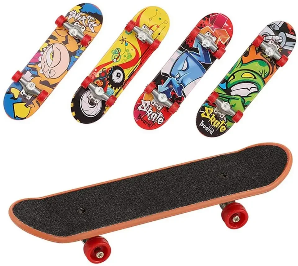 Multicolor Frosted Finger Board Skateboard Toys Alloy Mini Finger Skateboard Fidget Toys for Kids Adult Decompression