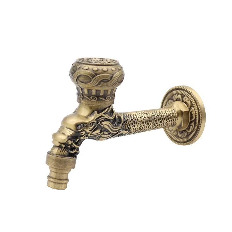 antique dragon pattern 1/2 inch brass outdoor faucet