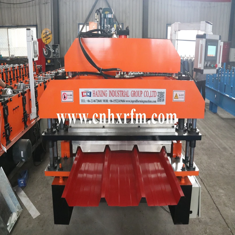 glazed trapezoidal galvanized steel metal roof panel aluminium cold rolling machine double layer roofing roll forming machine