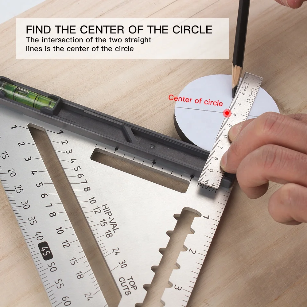 Треугольная линейка, многофункциональный съемный измерительный инструмент из алюминиевого сплава для инженерных плотников, 7 дюймов