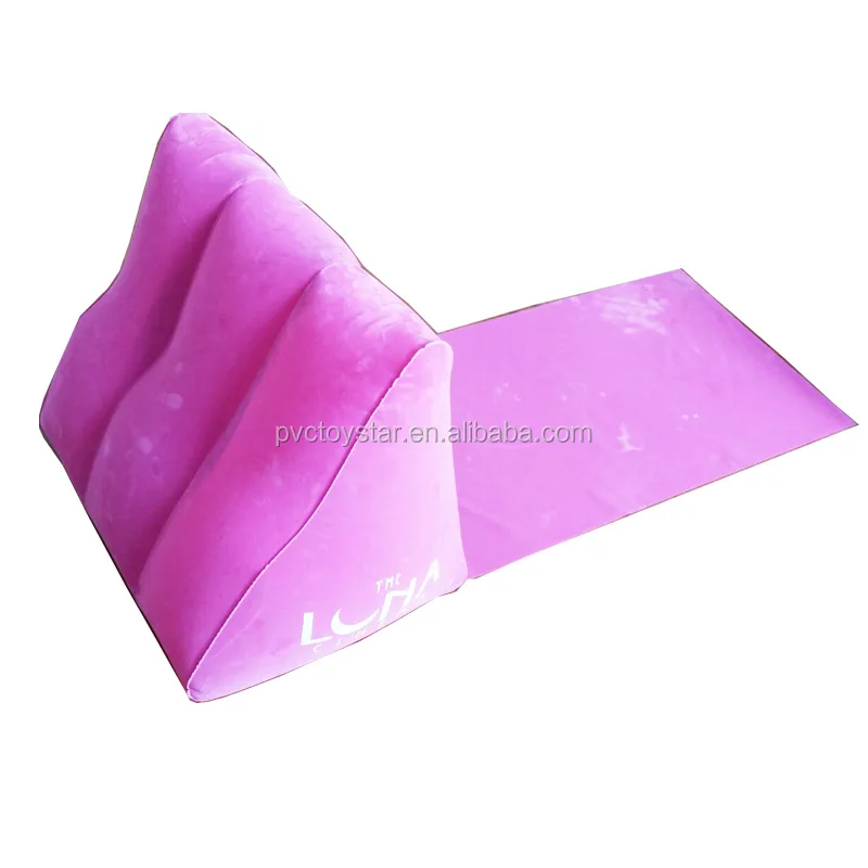 Fashion popular portable folding inflatable flocked triangle wedge cushion backrest beach chair pillow inflatable flocked Wedge