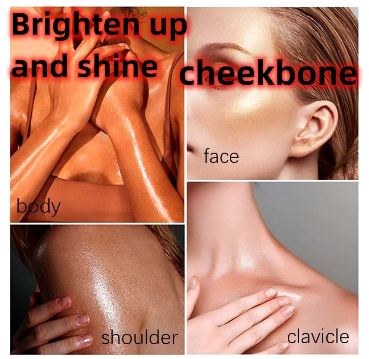 Tanning Shimmer Gold Moisturizing Gel Logo Shiny Oil Highlighter Makeup Glow Liquid Waterproof Gel Face Body Glitter