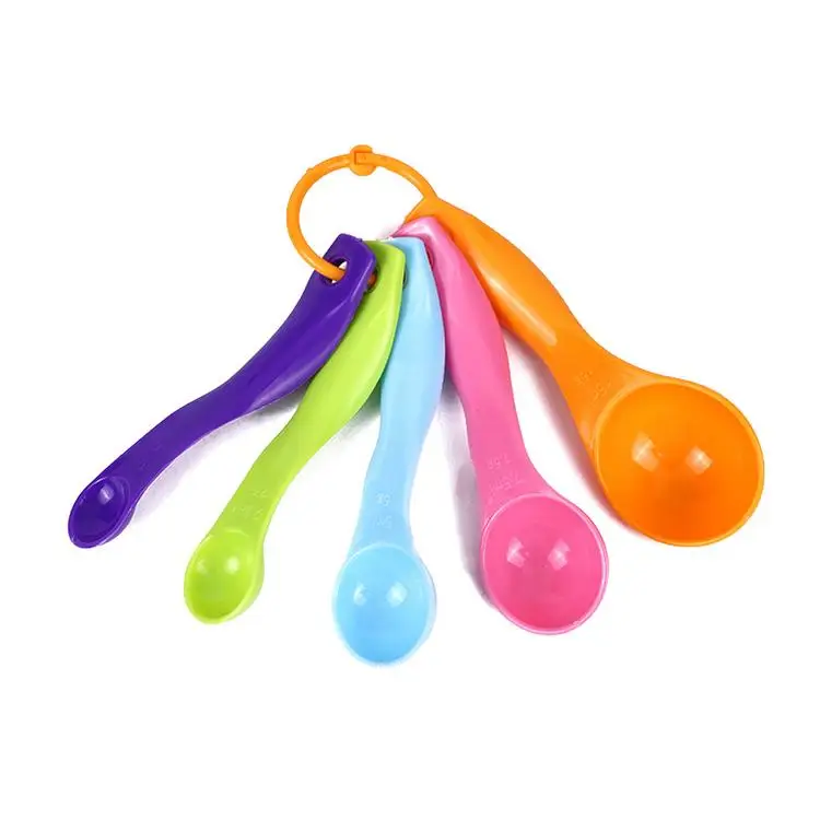 
Double scale multicolored measuring spoons kitchen baking tools milk powder color plastic measuring spoons 5-piece set 