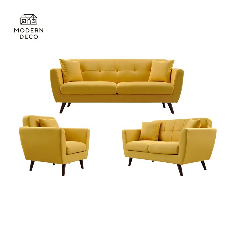
fabric sofa set furniture living room 3 piece yellow canape soffa 1 2 3 seater Hot Sale in China Alibaba ModernDeco Armonia 2021 