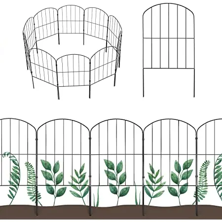 Arche Decorative Garden Fence Adjustable Panel Border Animal Barrier Flower Edging Metal Carton No Dig Fencing 10 Pack Black