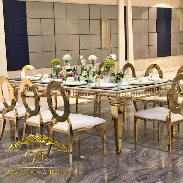 Gold frame stainless steel round back wedding and event chairs