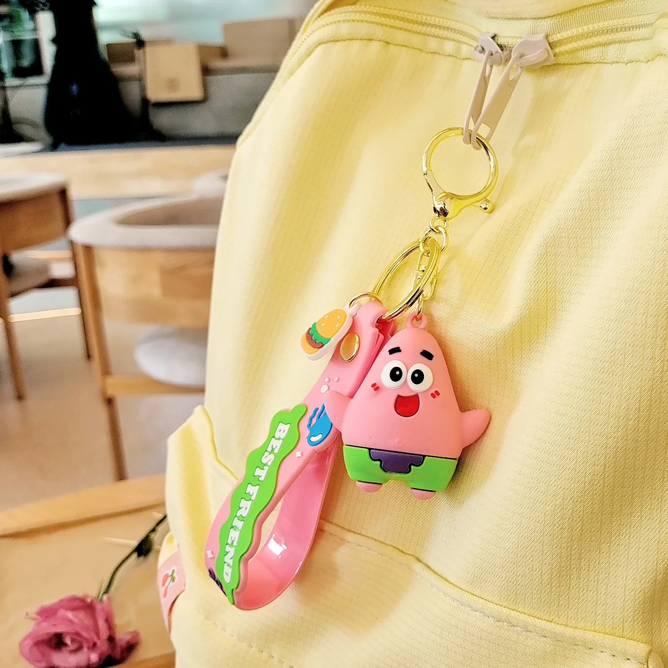 Cartoon cute SpongeBob Patrick Star PVC rubber Keychain bag pendant car key chain decoration key chain wholesale