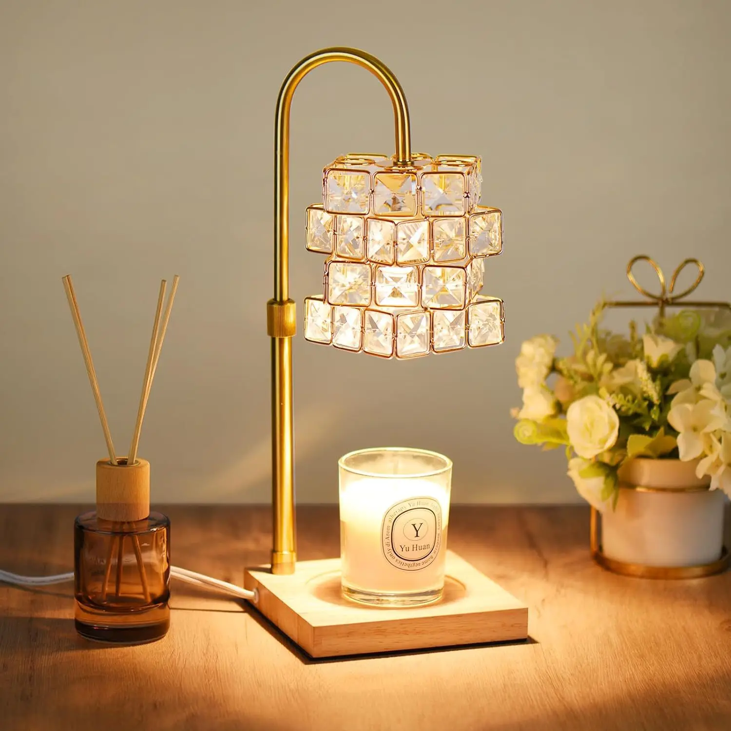 Wood Base Candle Warmer Wholesale Lamp Aromatherapy Wax Oil Melting Table Candle Burning Lamp Home Decor