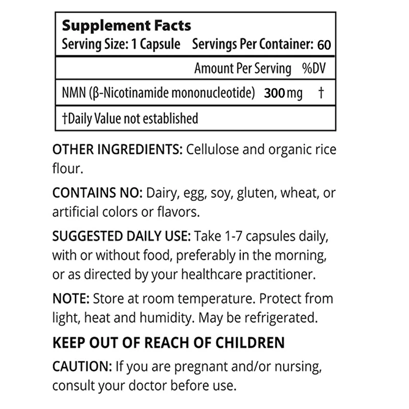 OEM ODM High purity nmn health supplement 300mg per capsules NMN for anti aging