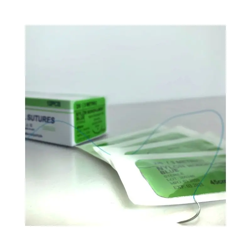 
High quality non absorbable surgical suture nylon monofilament polyamide 75cm with needle blue and black 