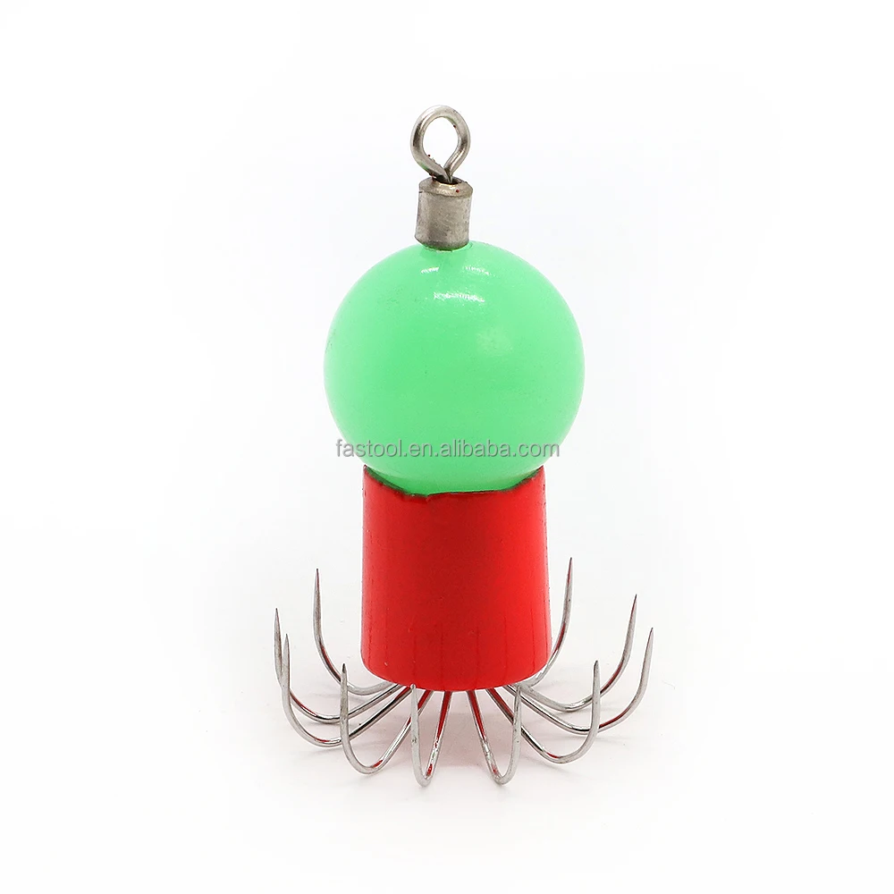 Octopus ball squid jig with rich colorful ball sea fishing lures artificial bait fishhook 12 soft  needles  hook