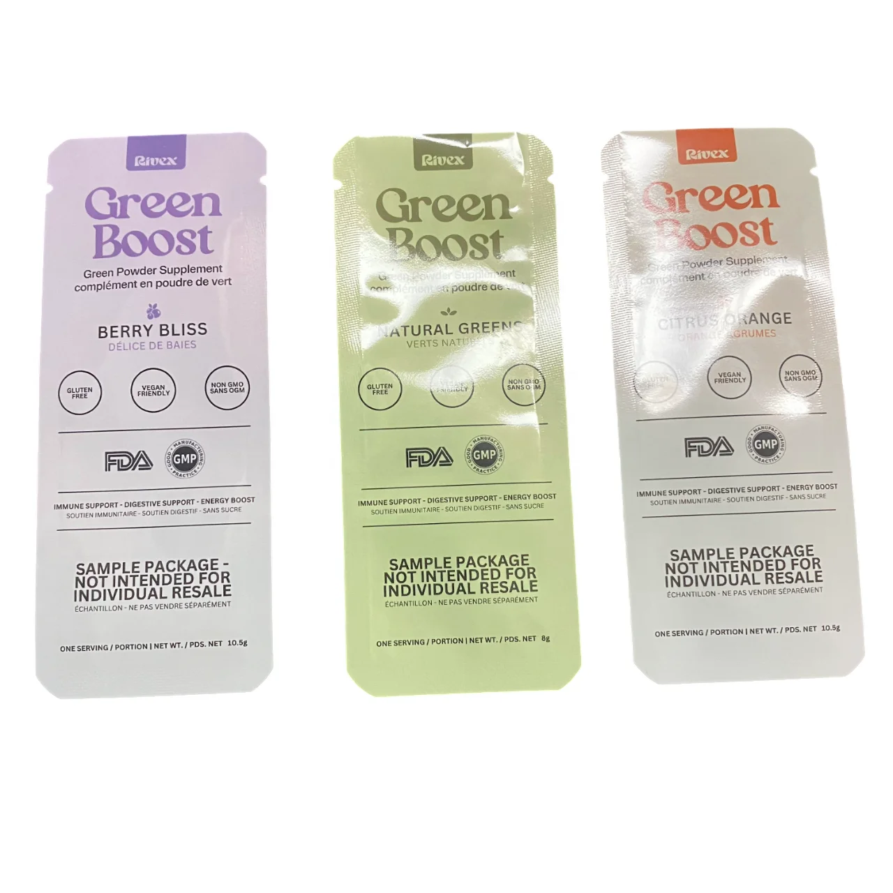 Three Side Seal Sample Packet Packaging Custom Aluminum Foil Small White Purple Sachet Pouch For Cosmetic Plastic Bag