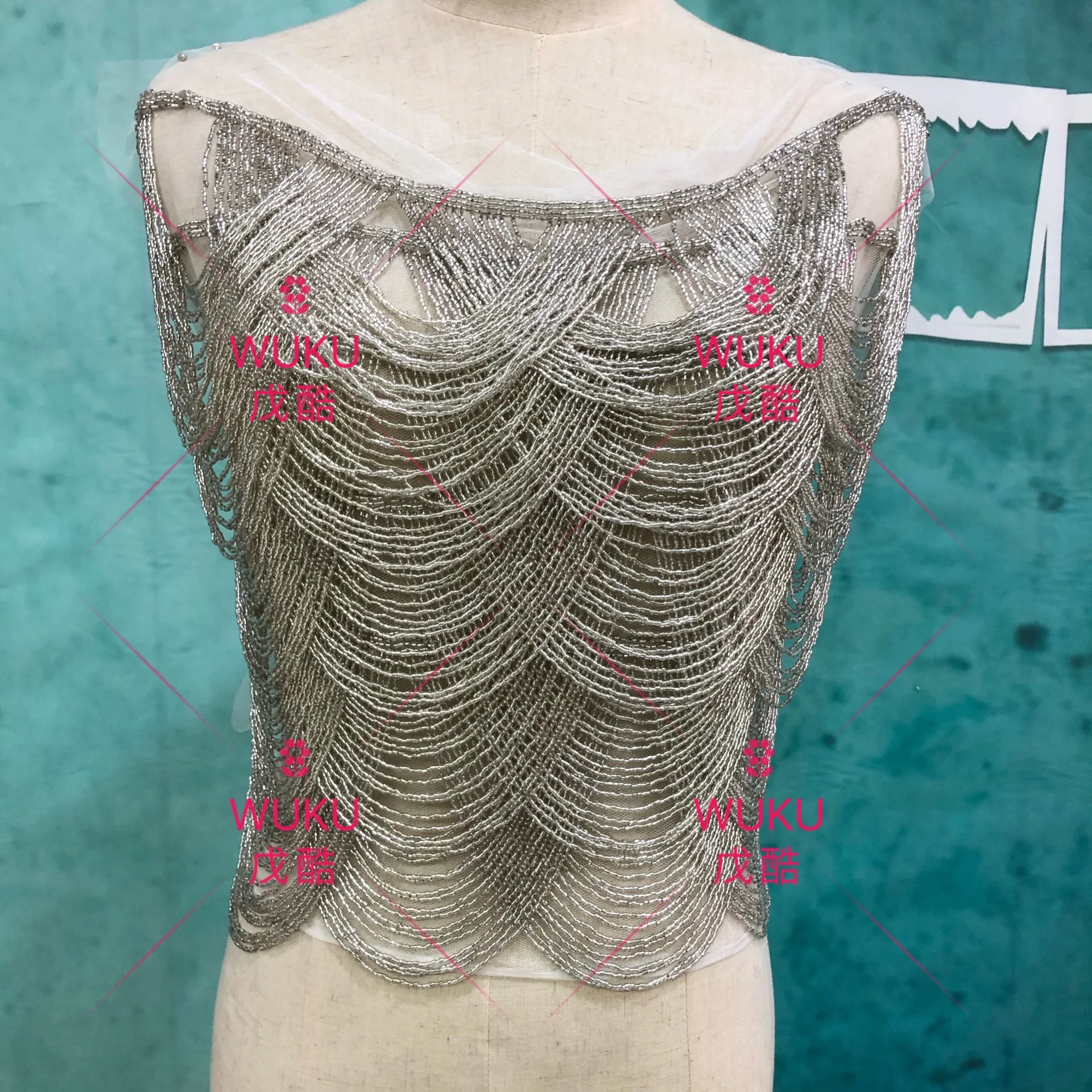 
haute coture beads fringe tassel appliuqe patch 