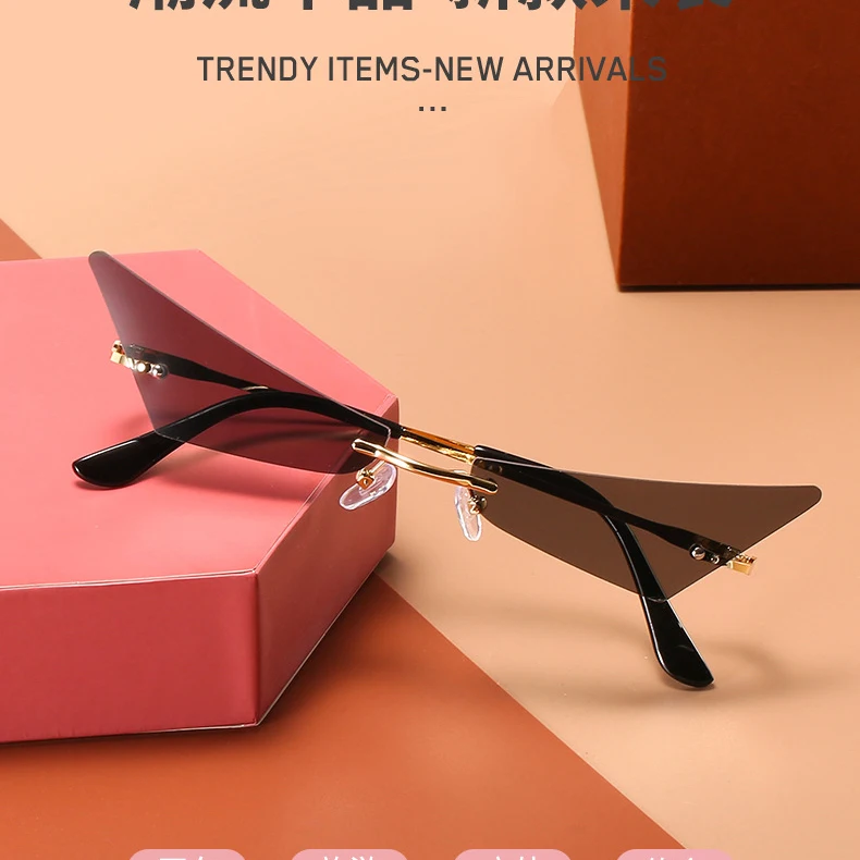 Sunglasses sun glasses rimless designer promotion Popular square nen Fashion Metal women Sunglasses