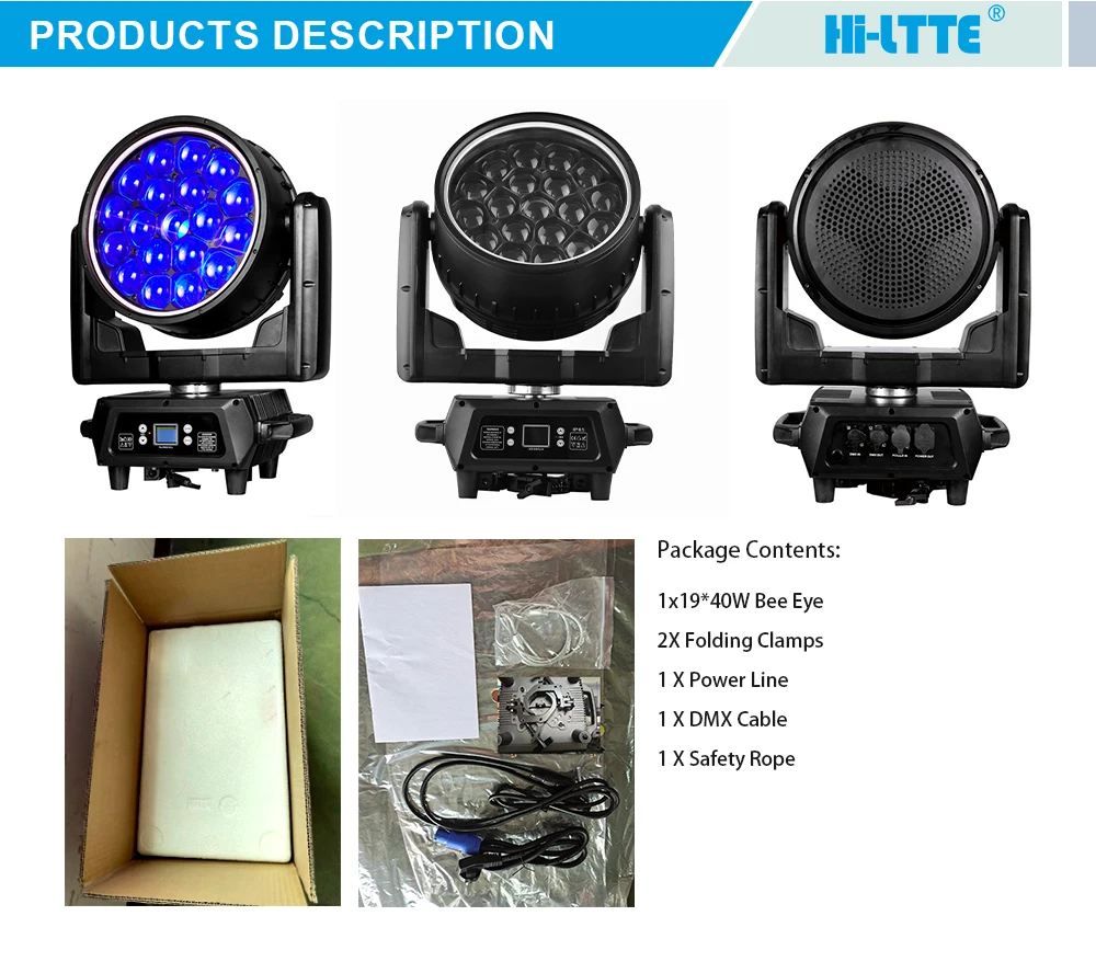 Led RGBW Outdoor wash ip65 led 19x40 4in1 DMX light Stage moving head wash 19x40w ip65 bee eye moving head