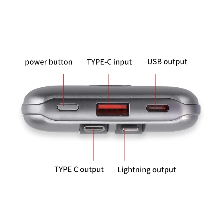 Wholesale 10000mAh ABS Smart Portable Power Bank High Capacity Ultra-Slim Waterproof Display Fast Charging Type-C Power Bank