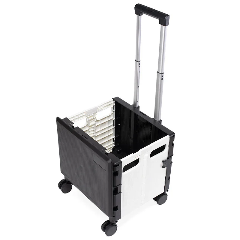 Wholesale Foldable Supermarket Trolley Multipurpose Folding Pp Plastic Portable Grocery Shopping Cart