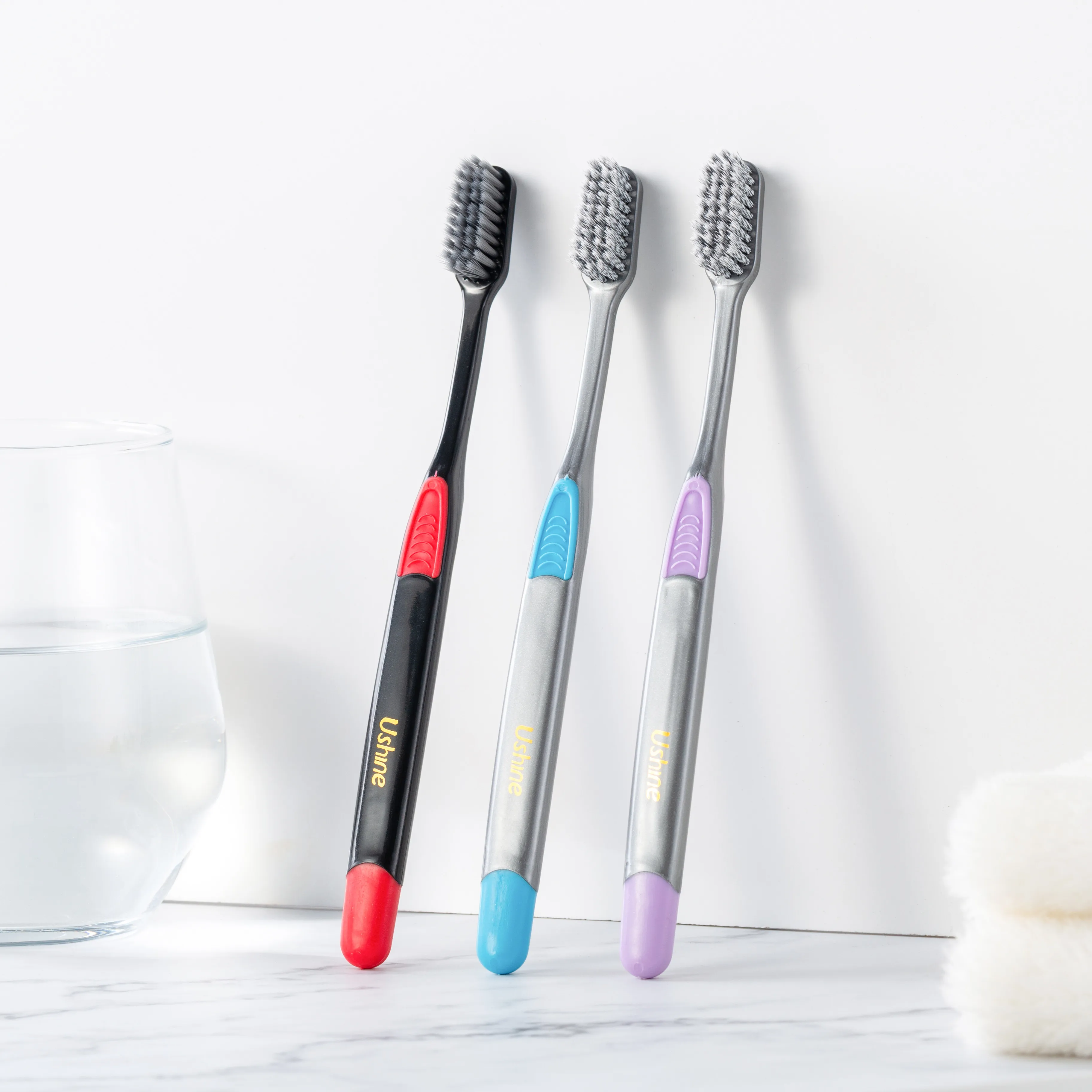 High quality ISO CE ROHS  approved massage gum adult toothbrush  double coloured bristles Wholesale OEM free sample Customized