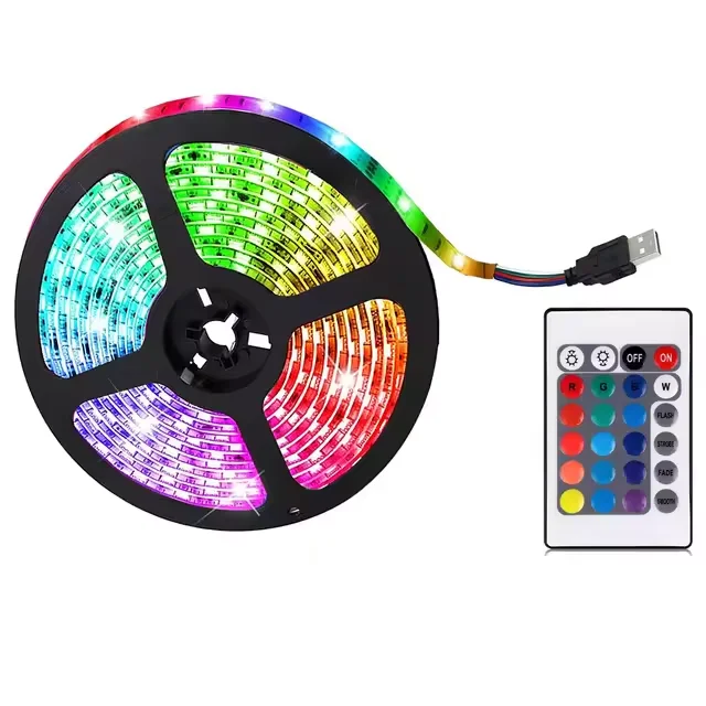 5 В 1 м RGB Интеллектуальная Светодиодная лента с пультом дистанционного управления USB управление приложением ТВ для спальни ПК IP20 Номинальная 5050