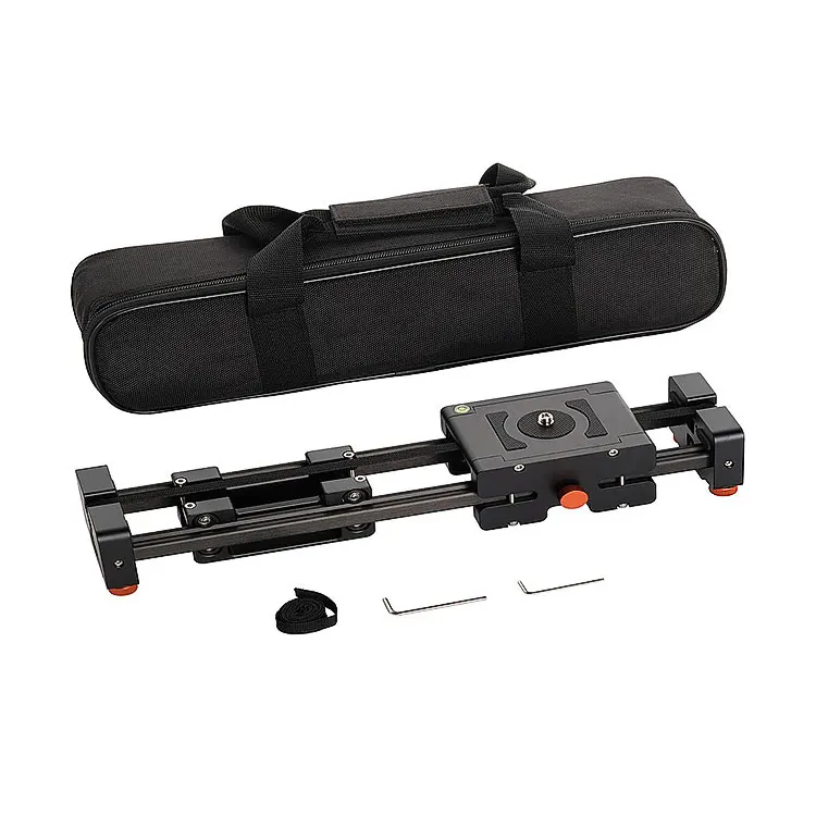 40cm /15.6 inches Compact Double Round Camera Slider Aluminum Rail Rods with 4 Bearing Rollers Belt Pulley Driving System