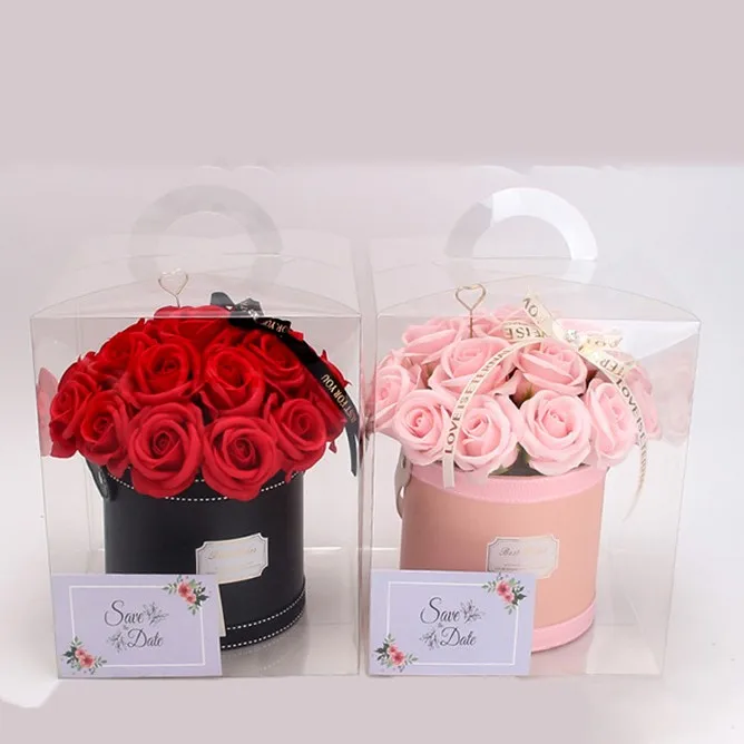 Hot sale flower soap dispenser wholesale artificial flowers Wedding Bouquet eternal rose jewelry box Long Stem Flower