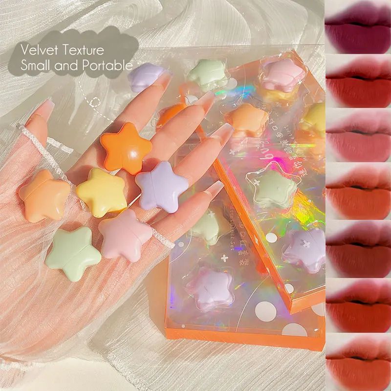 Private Label  Cute Star Mini  Lipstick Set Gift Velvet Matte Color Portable Lip Make Up Set Vendor