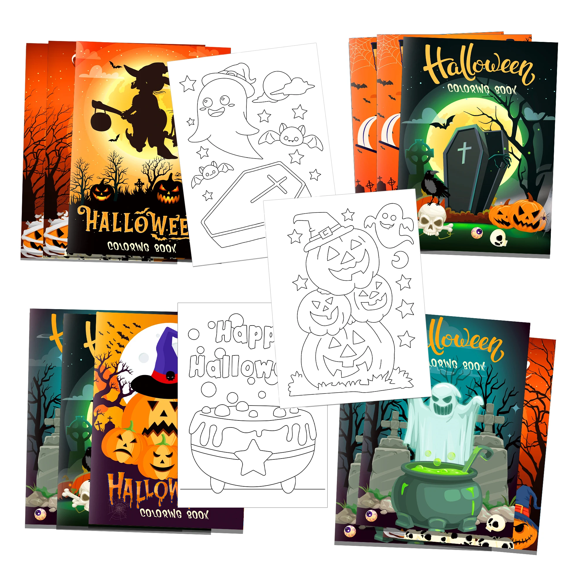 TY045 Halloween Theme Ghost Bat Coloring Book DIY Painting Drawing Book for Halloween Birthday Party Decor Supplies