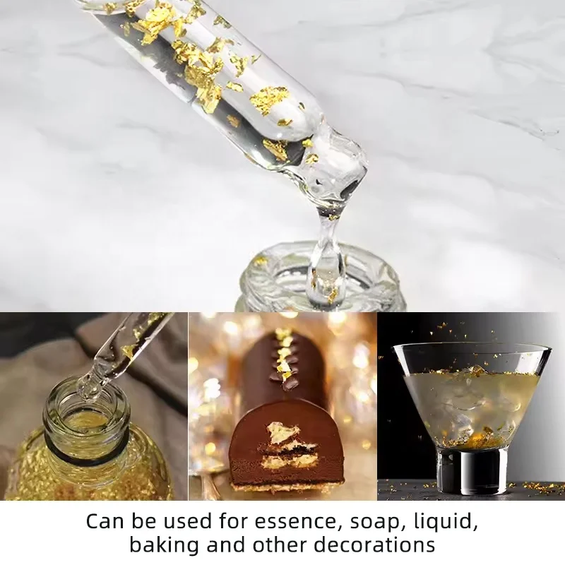 Factory Direct Sale 24K Gold Flakes Genuine Gold & Silver Flake For Nail Art Diy  Beauty Decoration