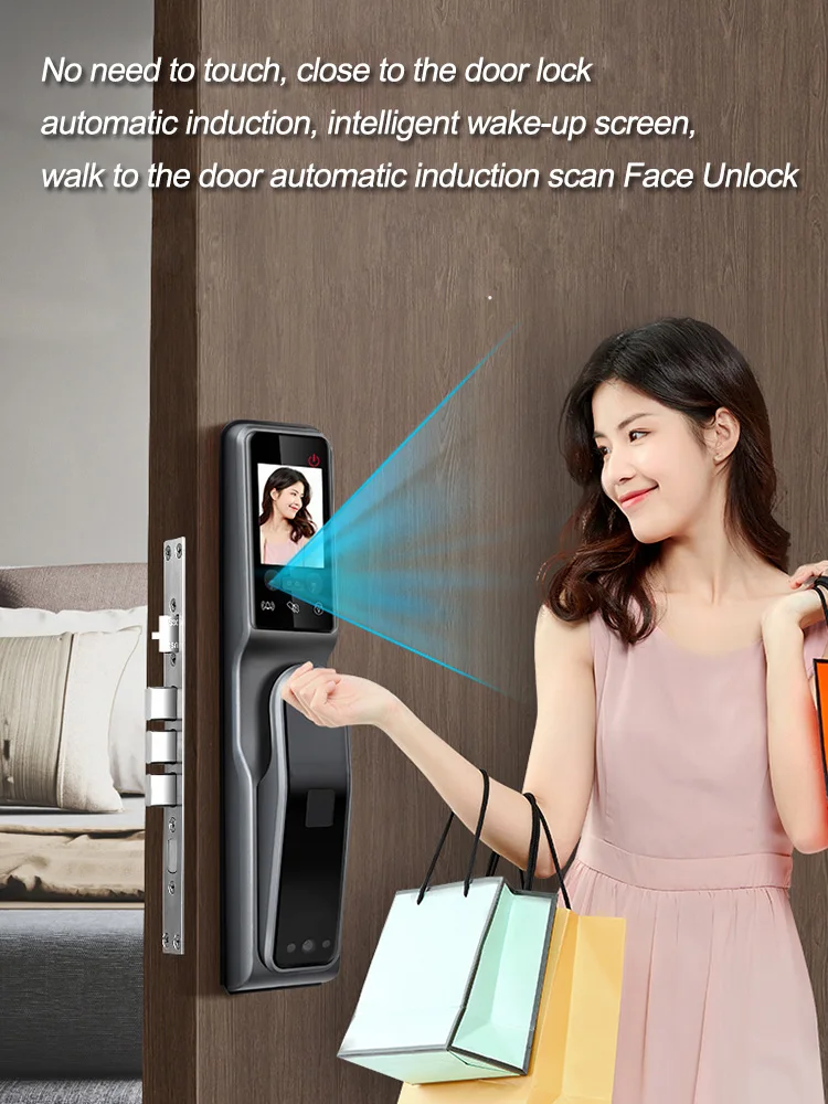 tuya wifi smart life face recognition sliding door lock keyless smart security main door electric for door lock