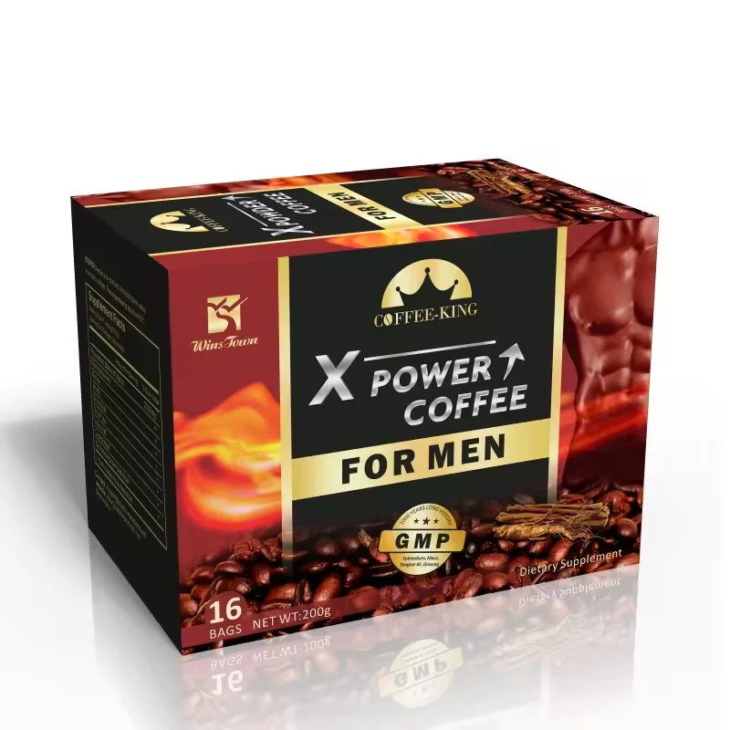 Private Label X Power Coffee Natural Organic Herbal Instant Coffee for Men Herbs Maca Black Coffee for Men
