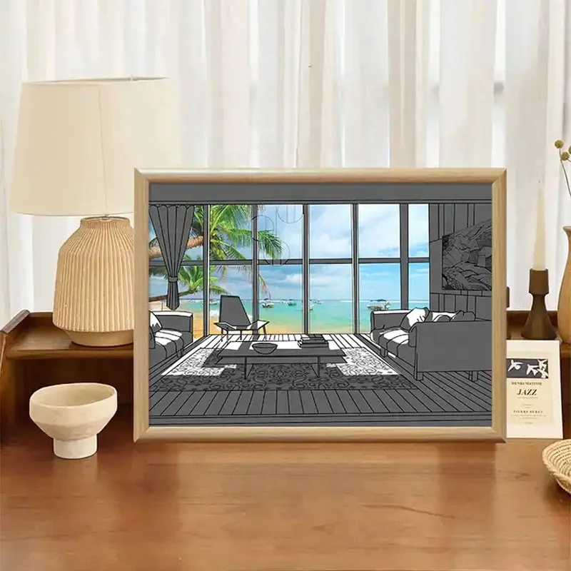 INS Styles Lighting Painting Decoration Unique Design of Light and Shadow Illuminated Painting LED Art Picture Paintings