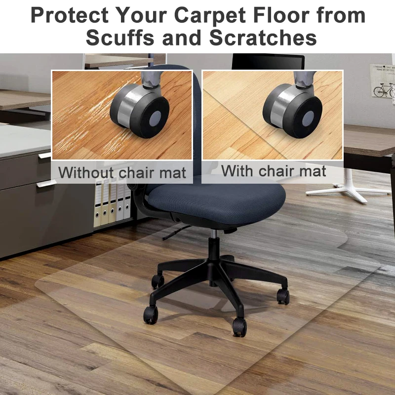 Office Chair Mat 36 x 48 Clear PVC Heavy Duty Floor Protector for Home or Office Easy Clean and Flat Without Curling