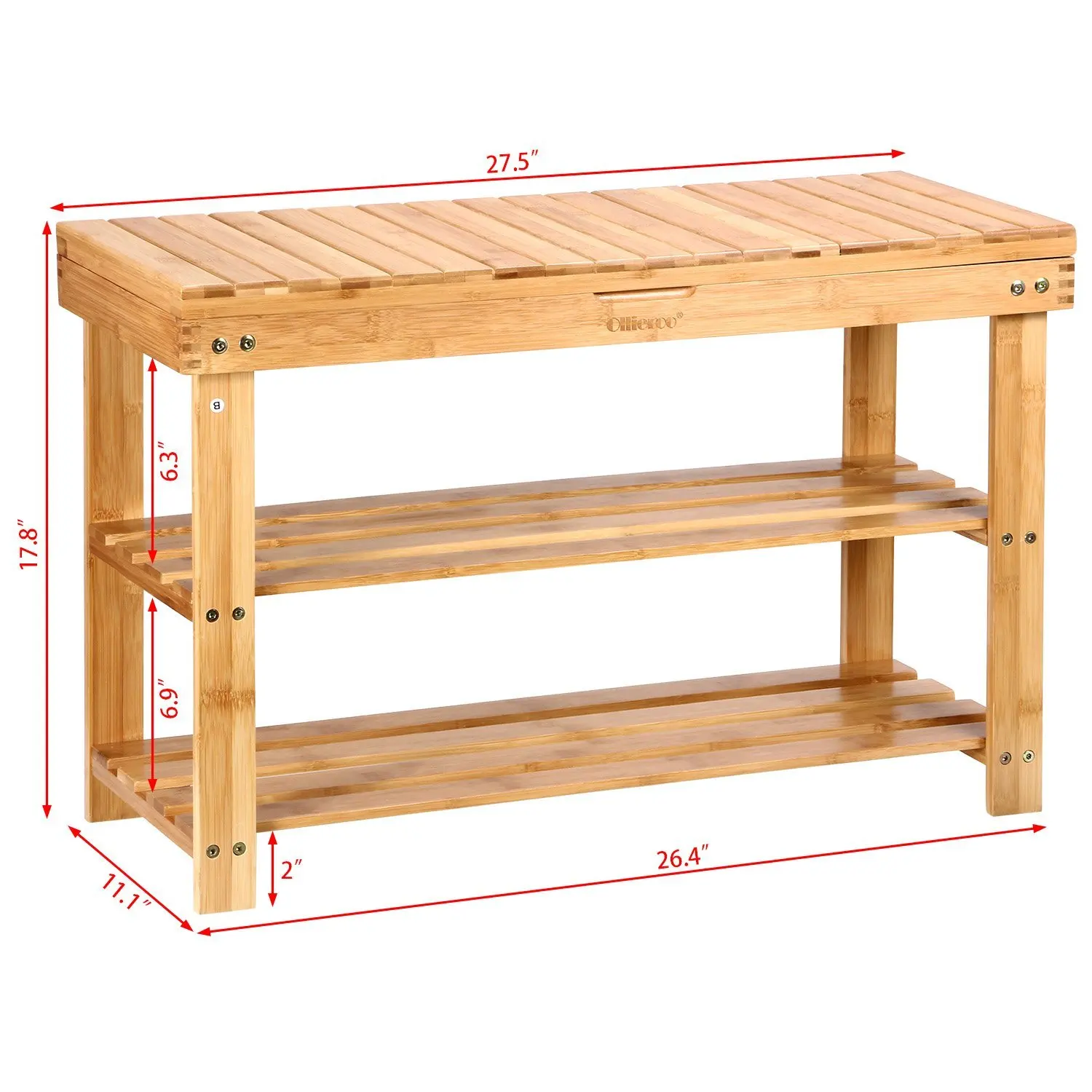 Shelf Storage Bench Organizer Bamboo Shoe Rack 2 Tier Household Wooden with Storage Drawer Natural for Home Shoes Rack for SALE