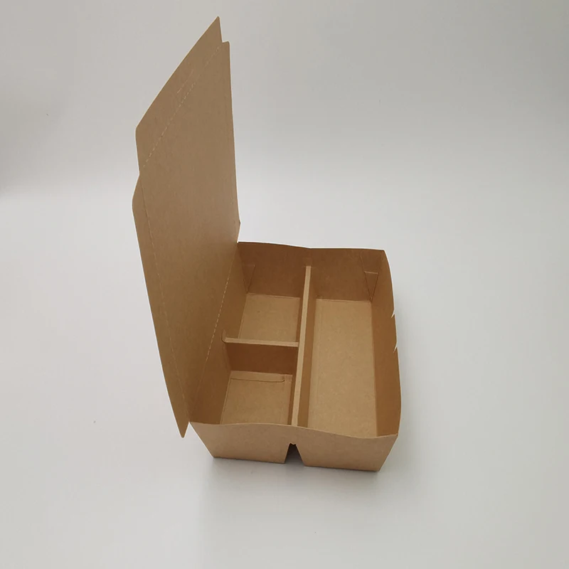 3 compartment kraft paper food packaging container