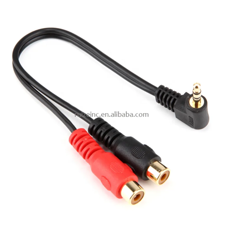  Новый 20 см 3 5 мм штекер под прямым углом к двойному RCA гнездовому адаптеру аудио Y-образный кабель