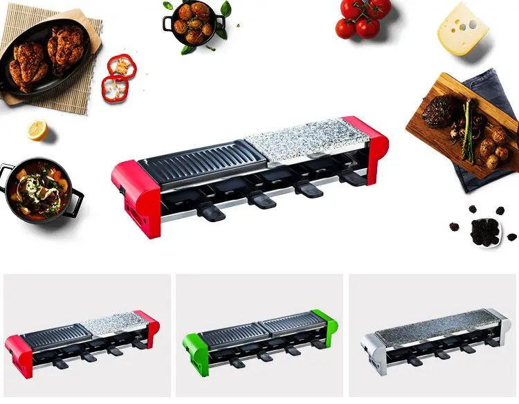 Table Raclette Grill Easy Cleaning Nonstick Plate Electric BBQ Raclette Table Grill for 4  person raclette  stone grill
