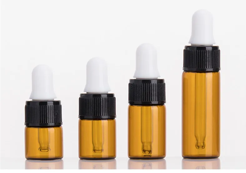 Empty refillable mini cobalt blue clear amber 1ml 2ml 2 ml liquid oil Skin Care Serum glass dropper bottle with long pipette