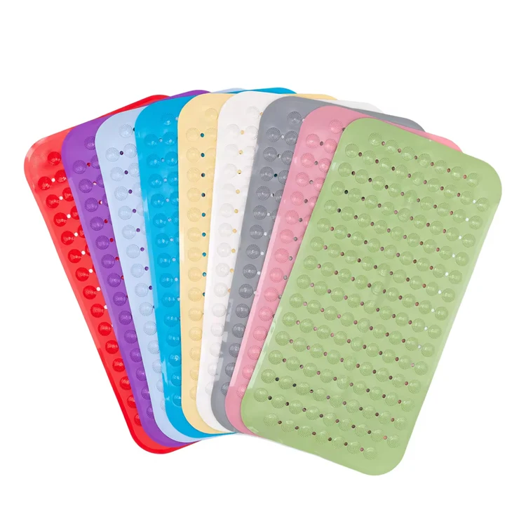 Waterproof Dusek Bath Mat Absorbent Non-Slip PVC Bathroom Rug Shower Foot Massage Bath Mat with Suction Cups Drain Holes