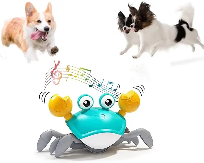 New Crawling Electric Crab Toy Dog Toy with Music and LED Light Automatic Pet Toy