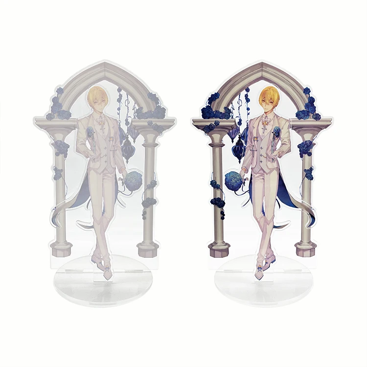 Free sample CMYK offset print CNC cut custom character acrylic stand anime key chain keychain art acrylic anime display