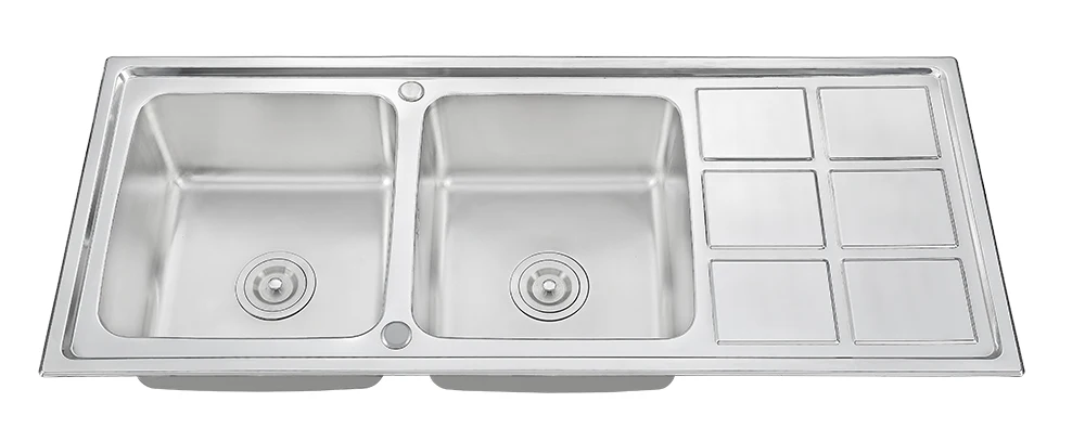 Double Bowl Kitchen Sink with Drainboard - 12050