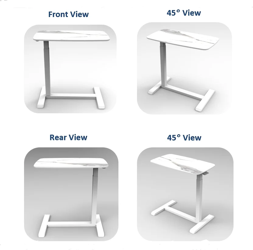 Hot sale modern ergonomic office sit stand mobile pneumatic adjustable square tube bedside desk standing single leg