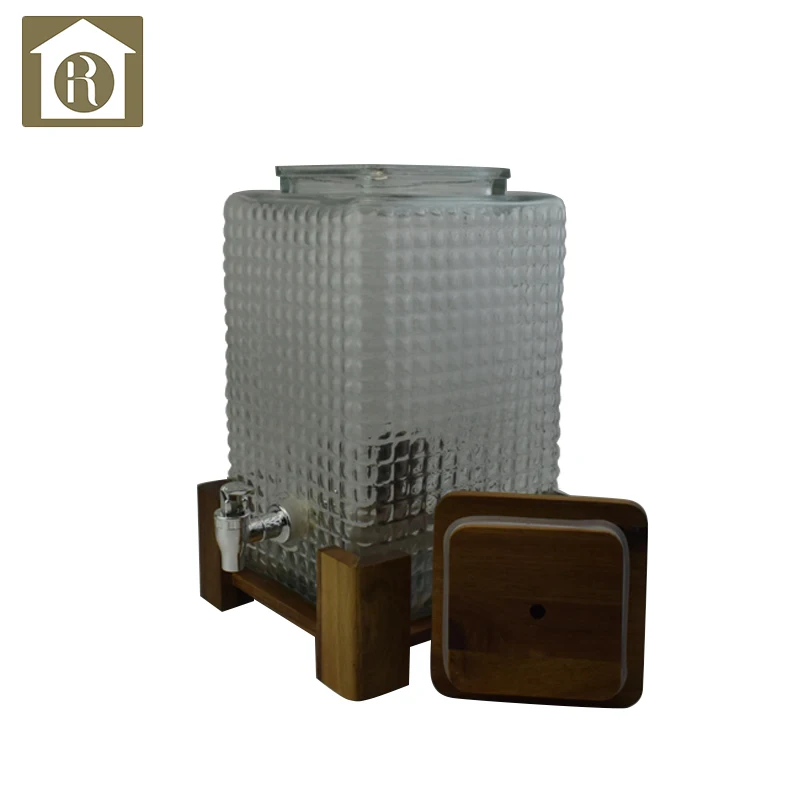  China Wholesale Custom Acacia Wood Base And Lid Fruit Juice Dispenser For