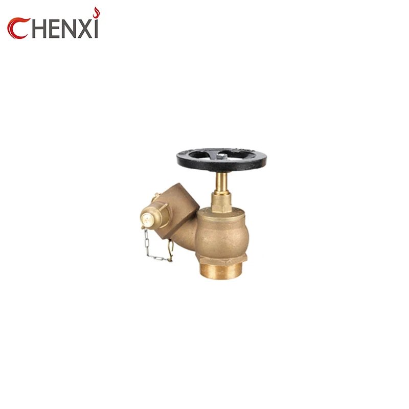Flanged or threaded brass oblique type fire landing valve 2.5 inch 2 inch with handwheel