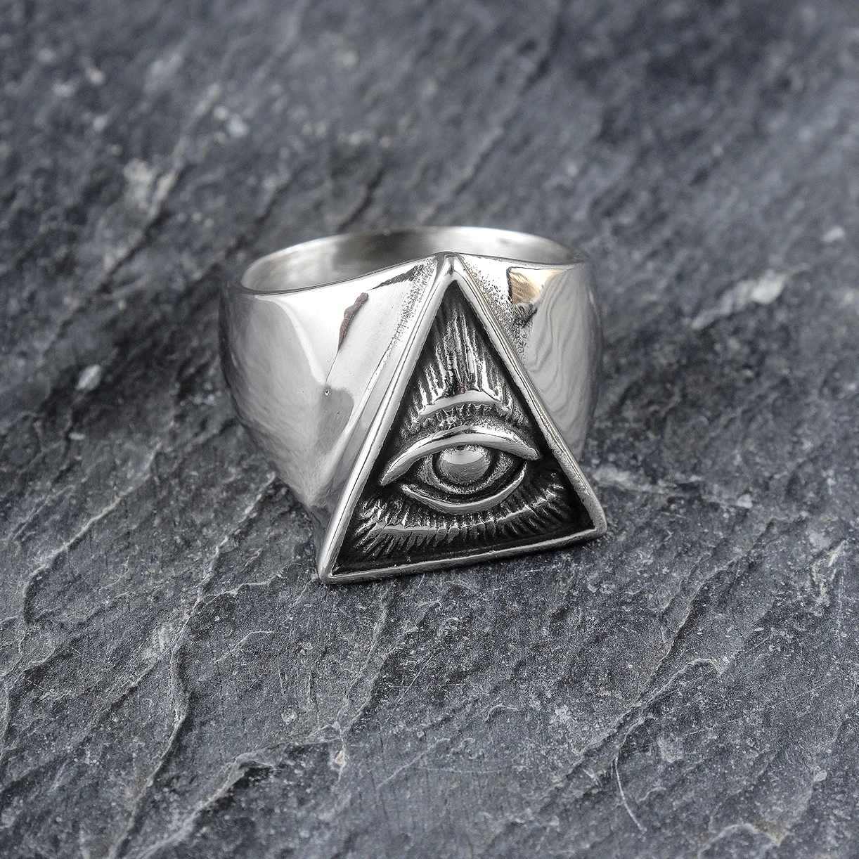 Stainless Steel Masonic Jewelry Retro Geometric Eye of Providence Triangle All Seeing