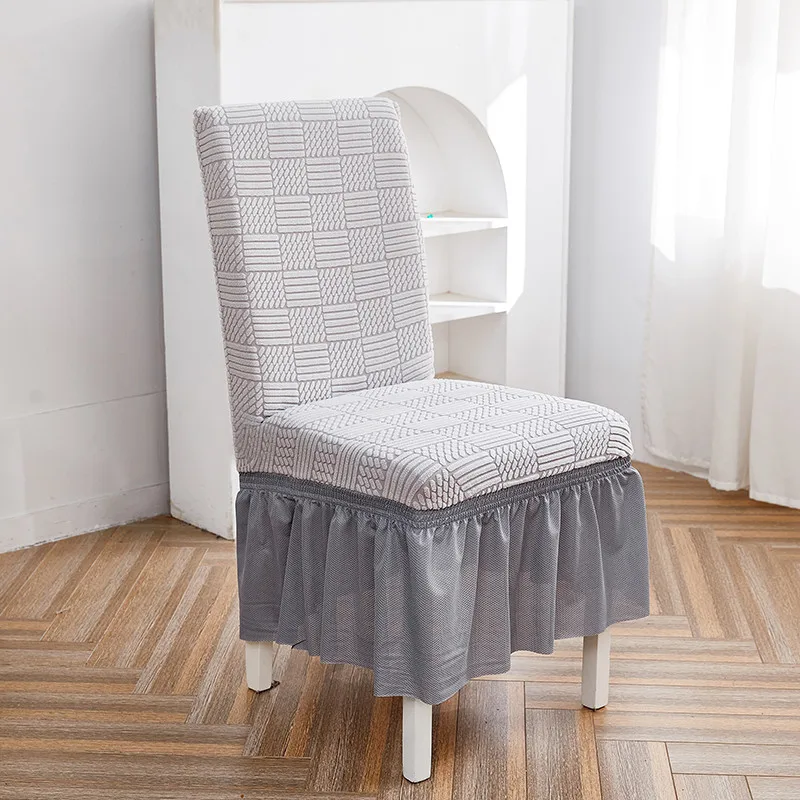 Wholesale waterproof soft Jacquard wedding chair covers stretch chair seat covers with skirt