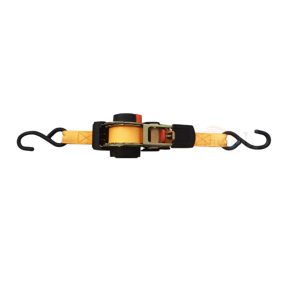 Retractable ratchet tie down belt strap